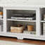 Grande console de télévision au design moderne, pour téléviseur de 70 po, blanc, unité de rangement fonctionnelle inspirée, pouvant accueillir-1949323218