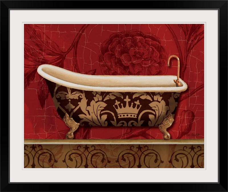 « ii » par lisa audit, impression Royal Red Bath, H 20 po x l 23 po x P 1 po, Cadre noir
