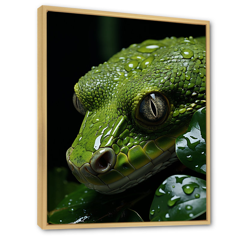 " Coiled Emerald Snake ", 32" H x 24" W x 1" D, Natural Floater Framed