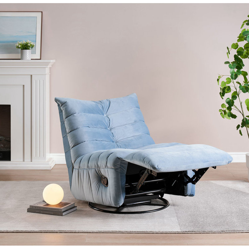 Chaise longue en velours Namra, Bleu lac