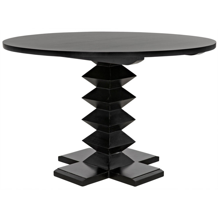 Zig-Zag Mahogany Round Solid Wood Dining Table
