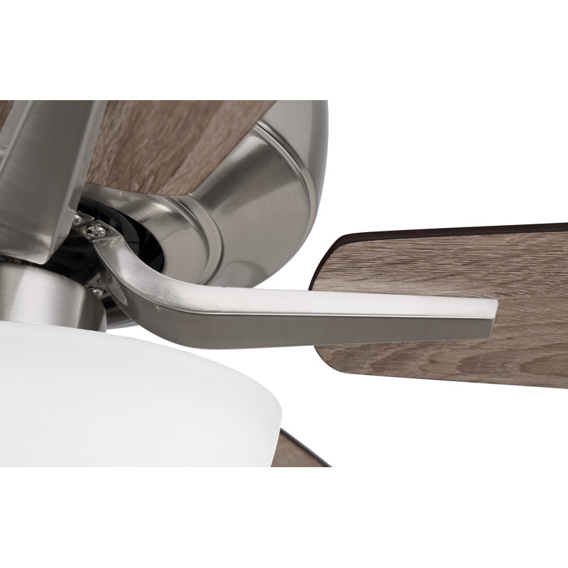 Brushed Polished Nickel 52" Ceiling Fan with Frosted Glass Bowl Light