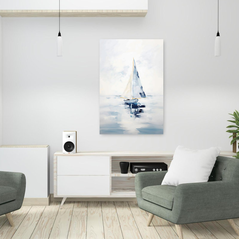 Voilier, art mural contemporain, H 36 po x l 24 po