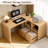 58" Executive L Shaped Desk, Home Office Desk With File Drawers, Computer Desk With Power Outlets And Storage Shelves-1435933995