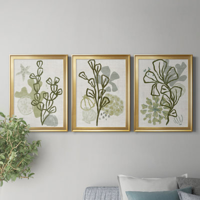 " Coral Blockprint I " 3 - Pieces Painting Print