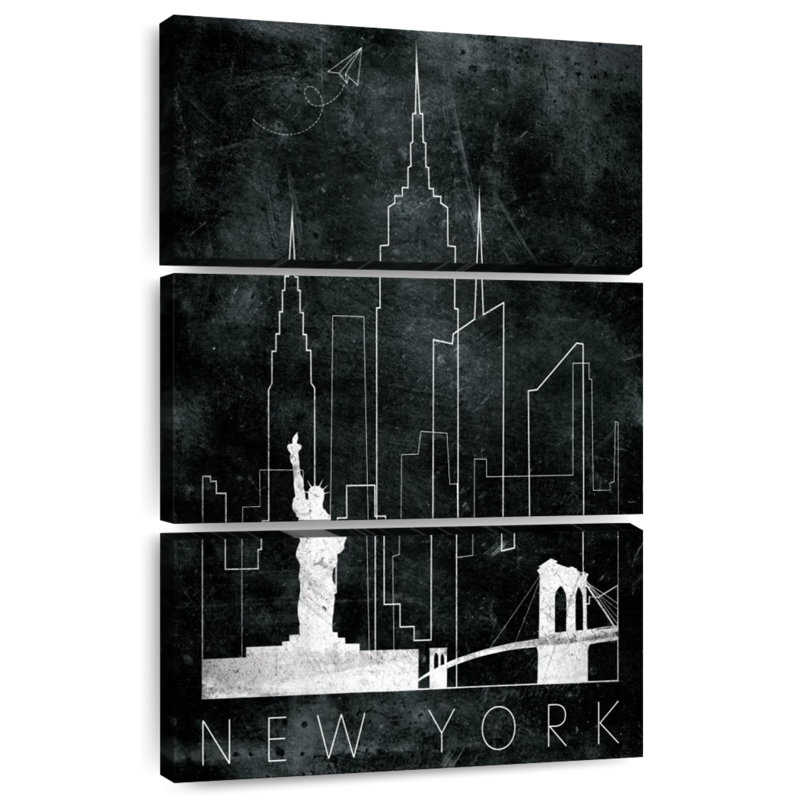 Sireci Linear NYC Skyline, 32" H x 20" W