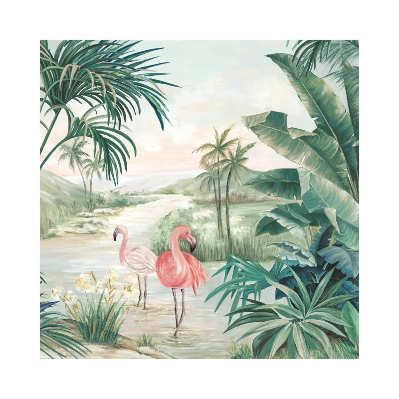 Flamingo Dream by Eva Watts - Wrapped Canvas Painting, 45.72 cm H x 45.72 cm W x 3.175 cm D