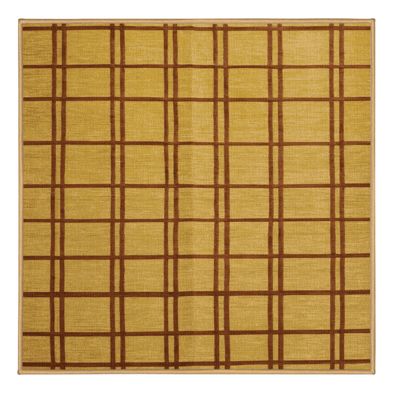 Tapis brun treillis lavable à la machine, Carré 6 pi