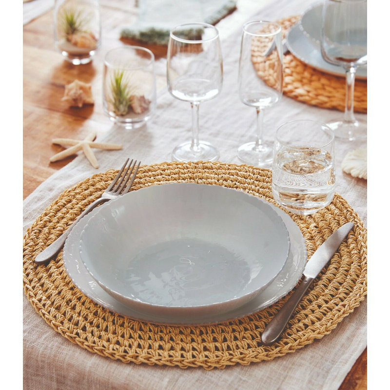 Hampton Piece Glass Dinnerware Set - Service for 6, Grey