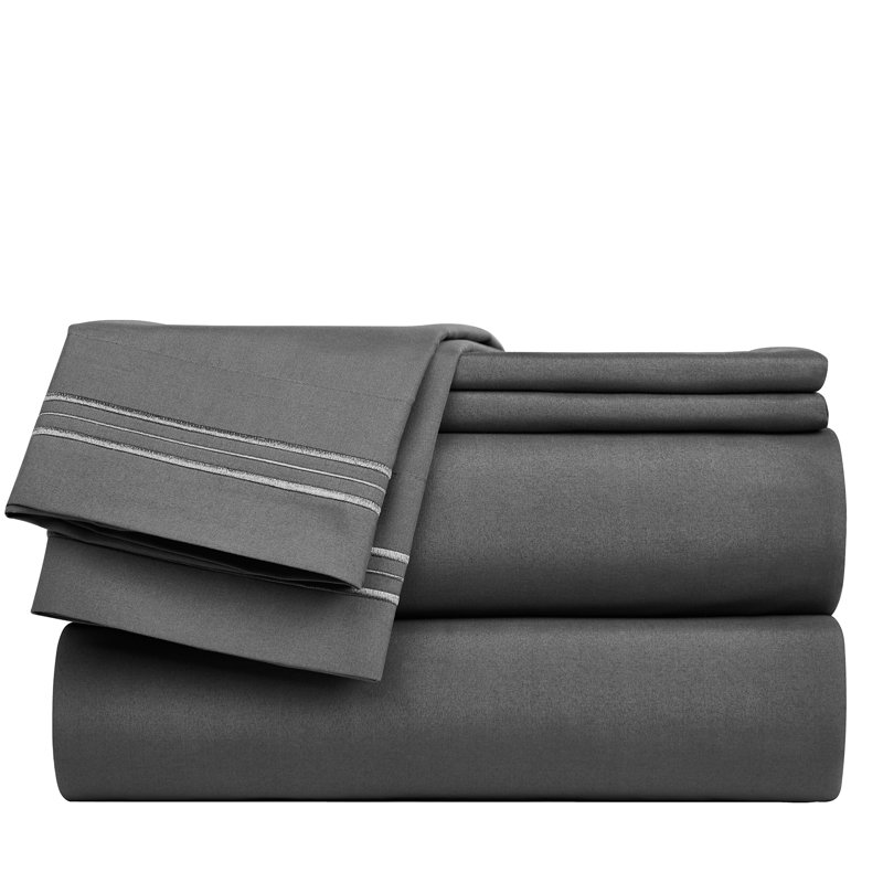 Boston Microfiber Sheet Set, Queen, Dark Gray
