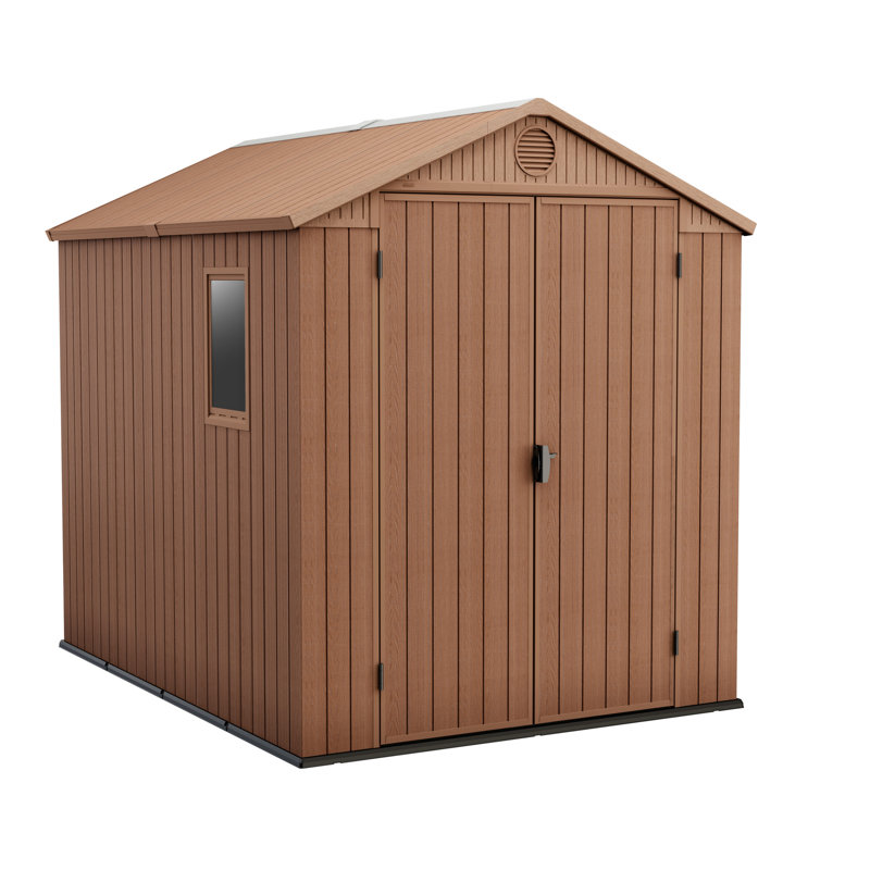 6' x 8' Brown Resin Outdoor Storage Shed with Windows