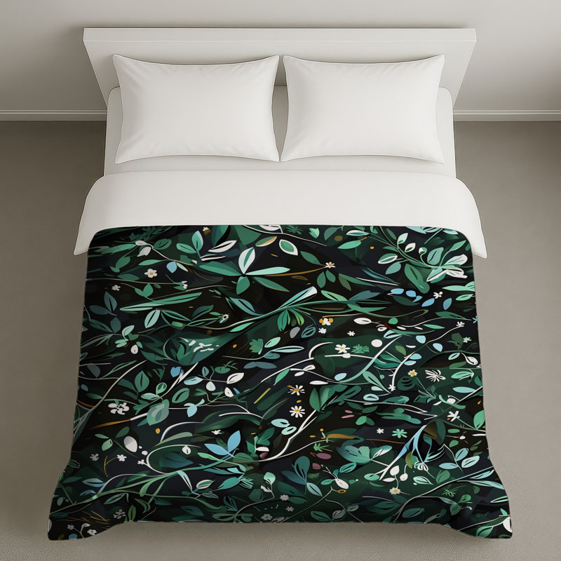 Leafy Botanical Pattern Duvet Covers, Twin