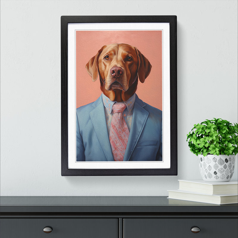 Labrador Retriever In A Suit No.4 - Single Picture Frame Print on Wood, Black, 64cm H x 46cm W x 2cm D