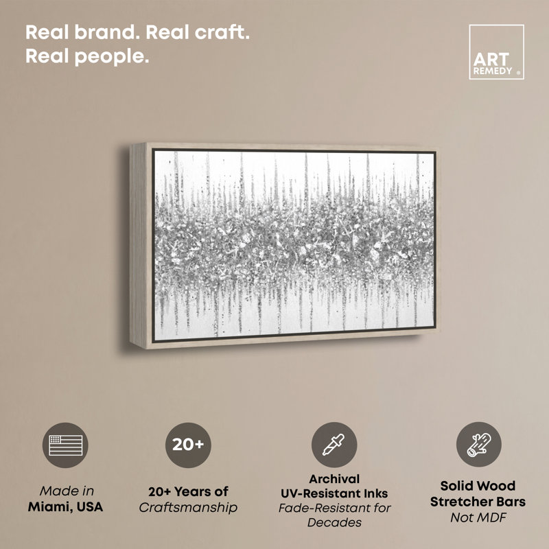 «Gray Lines Inspo» par Art Remedy, cadre en chêne naturel, 15 x 10, Natural Oak Frame, H 11 po x l 16 po