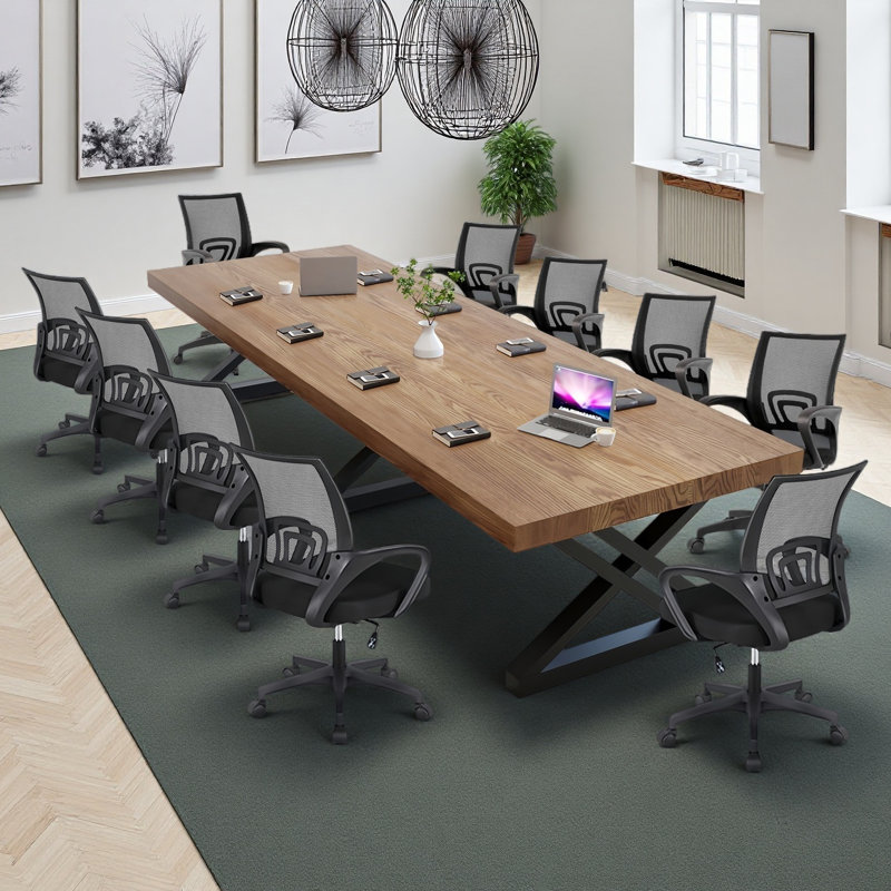 8-seater solid wood conference table, 29.53" H x 110.24" L x 47.24" W