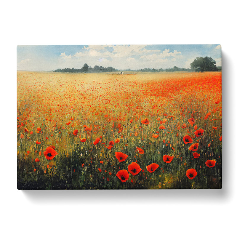 Poppy Field Watercolour Vol.4 - Wrapped Canvas, 35cm H x 50cm W x 3cm D