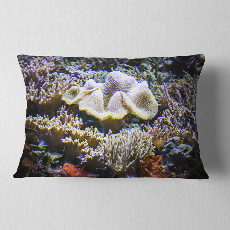 Magnifique fond marin avec poisson - Coussin décoratif à imprimé paysage