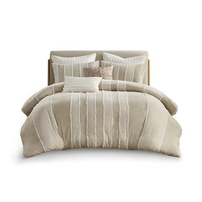 Full/Queen 3 Piece Striped Cotton Duvet Cover Set