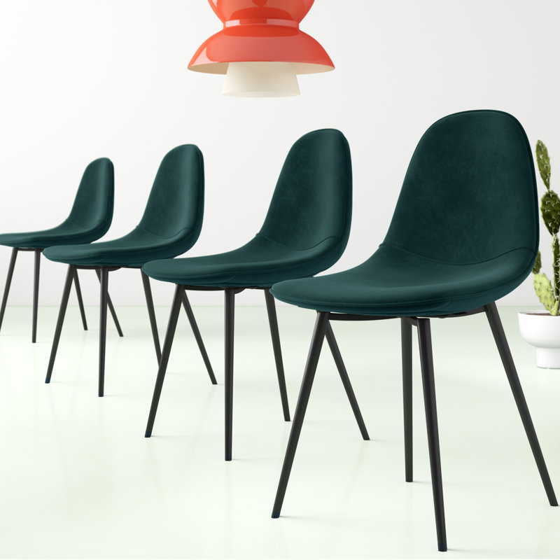 Chaise de salle à manger rembourrée Wade, Velours vert