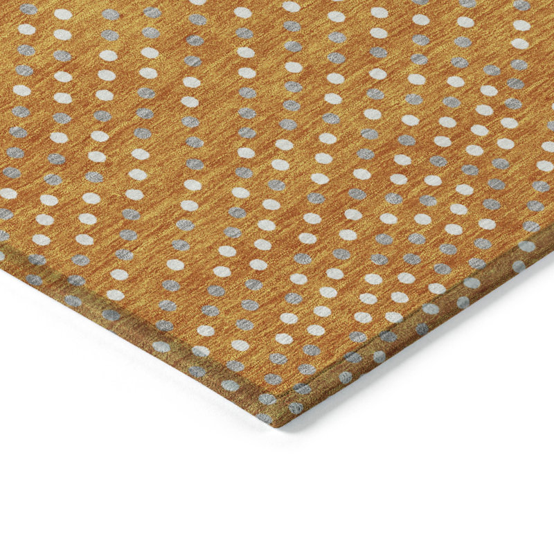 Orange 2'3" x 7'6" Washable Synthetic Runner Rug