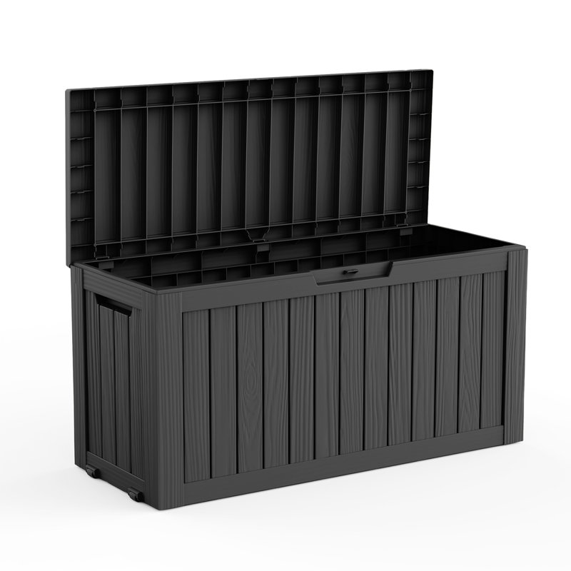 Boîte de rangement verrouillable en résine résistante à l'eau l 43,3 po Emperic Design, Noir, noir, noir, noir