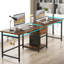 Bureau d'ordinateur 79 pouces pour deux personnes avec tiroirs et tablettes de rangement, table de travail double extra longue avec crochets, bureau d'écriture industriel pour bureau à domicile, brun rustique