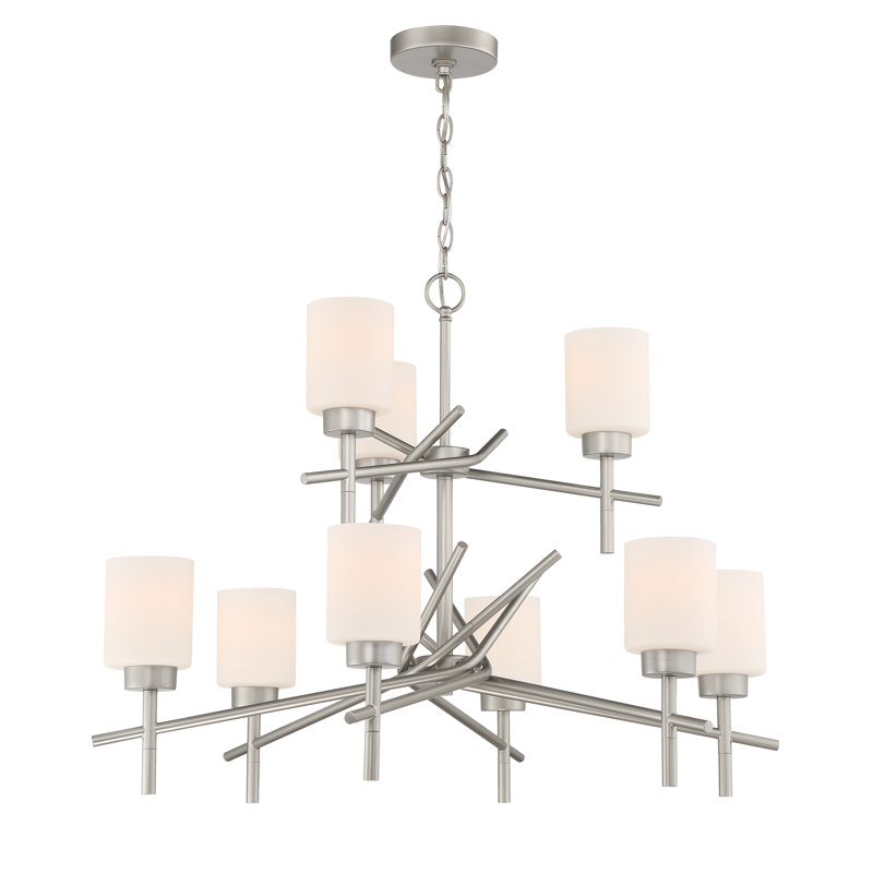 Lustre classique unique à 9 lumières Nedelia, Nickel