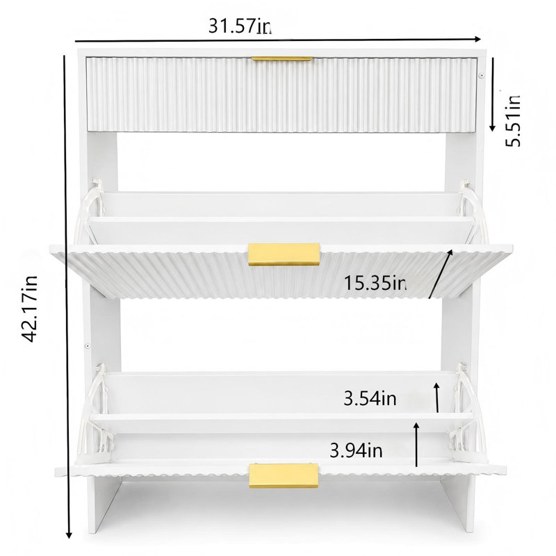 Armoire de rangement étroite à chaussures pour entrée, White