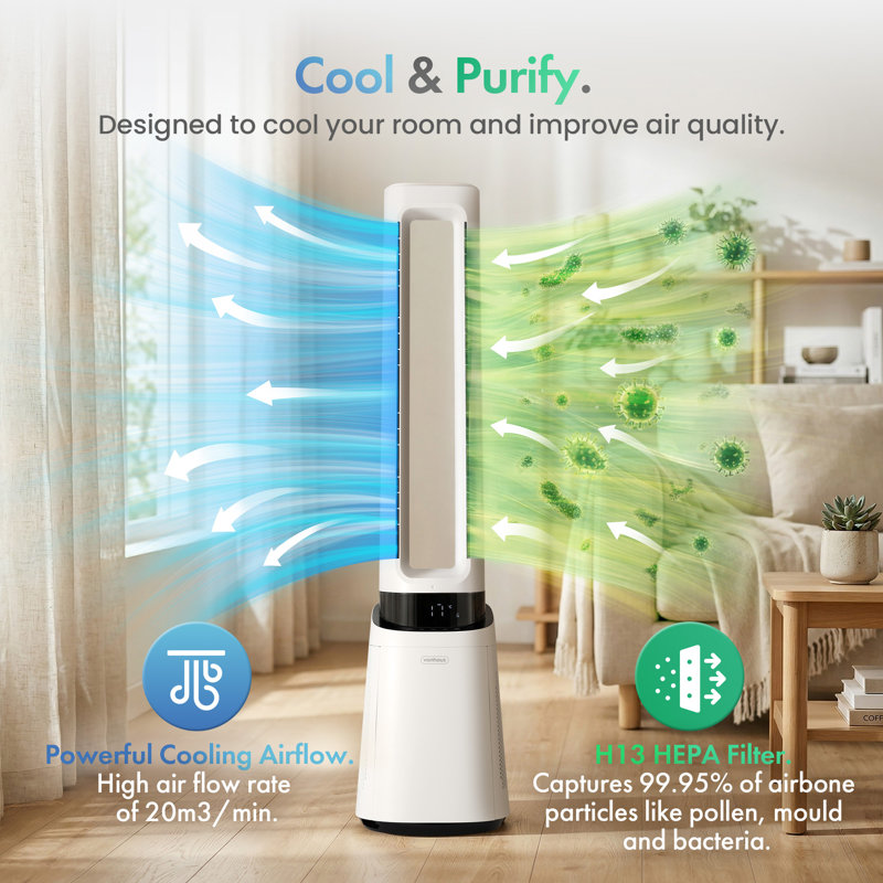 Vonhaus Bladeless Tower Fan With Wifi