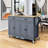 Grey Blue Kitchen Island Cart With Firm Solid Wood Top, 4 Door Cabinet, 2 Drawers, Spice & Towel Rack, Locking Wheels Robust Desk Top And Movable Shelves,-1966169835