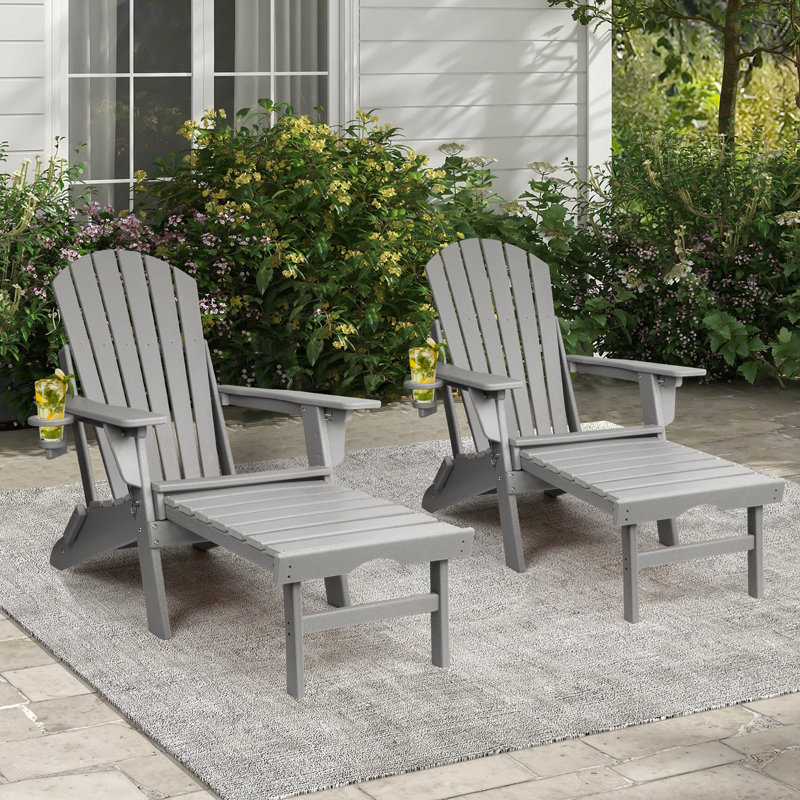 Chaise Adirondack avec repose-pieds Behiye, gris