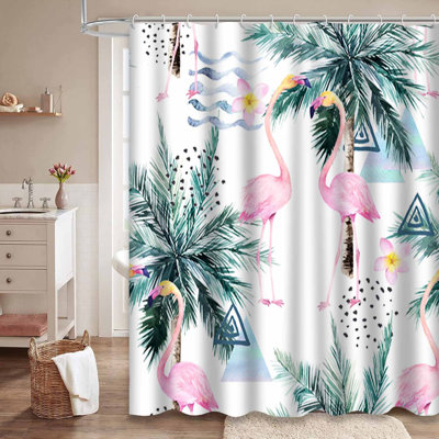 Abstrait aquarelle de palmier flamant tropical minimaliste sans soudure avec 12 crochets