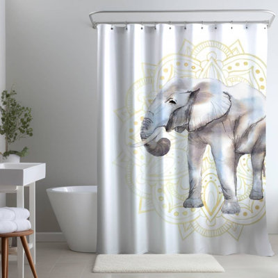 Caneisha – Polyester Shower Curtain, Dye Sublimation Print, 71" W × 74" L