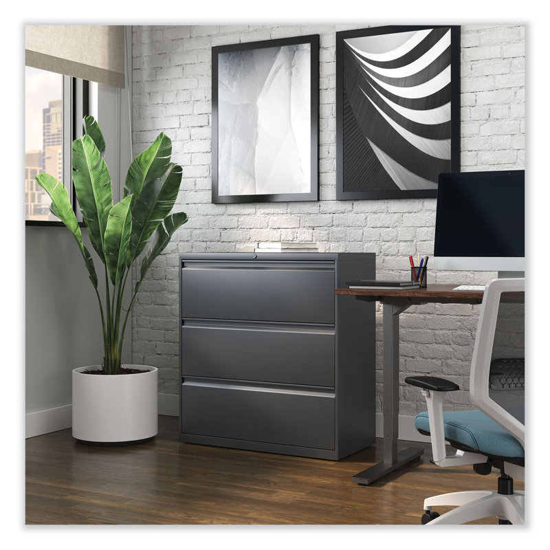 Charcoal Steel 3-Drawer Lockable Lateral File Cabinet