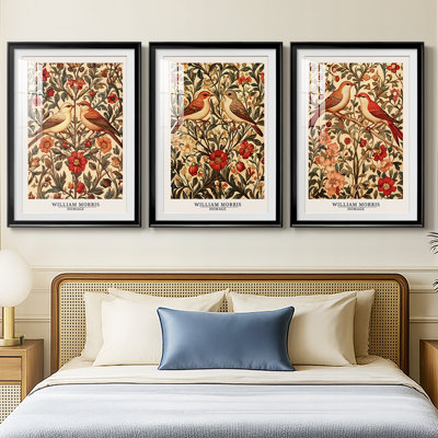 WM MORRIS Series CCIV  -Custom Framed  Premium Print W Matt - 3 Pieces