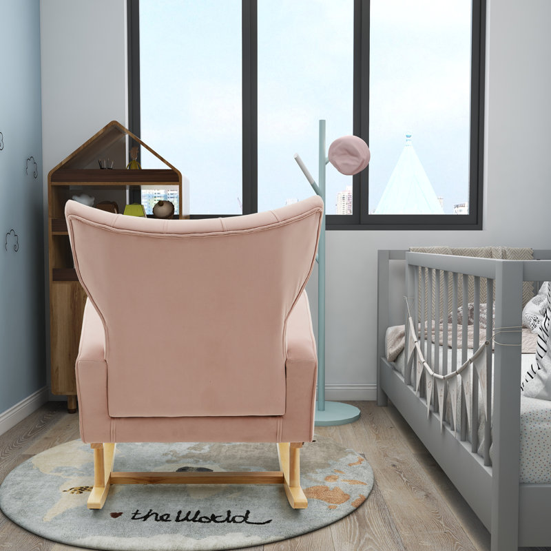 Chaise berçante Jahsun, Velours rose
