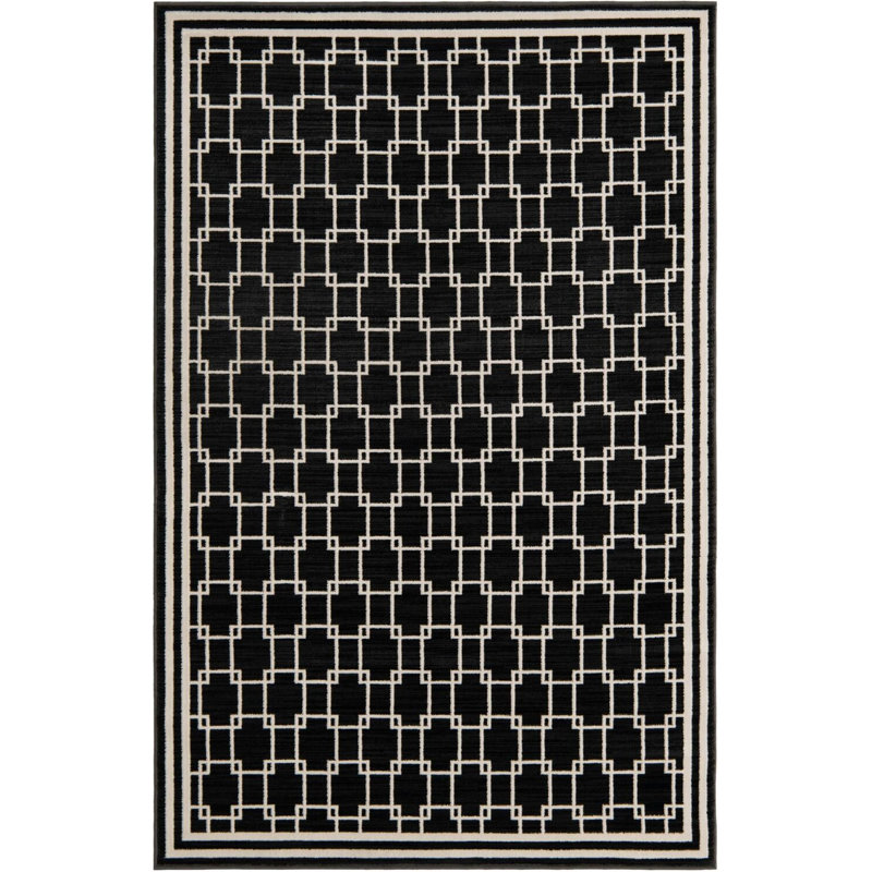 Contemporary Ogorman Area Rug Black Colour, Rectangle 4'1" x 6'1"