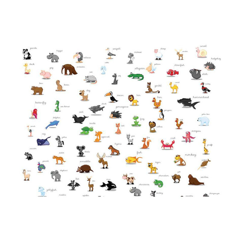 Adhésif mural Francoise, animaux pour enfants, L 121 po x l 157 po