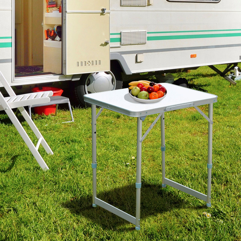 Table de patio portative pour l'extérieur, 17.75" H x 14.75" W x 14.75" D, White