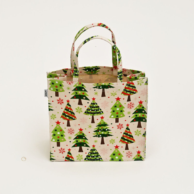 Christmas Cotton Gift Bag with Laminated Tree Print