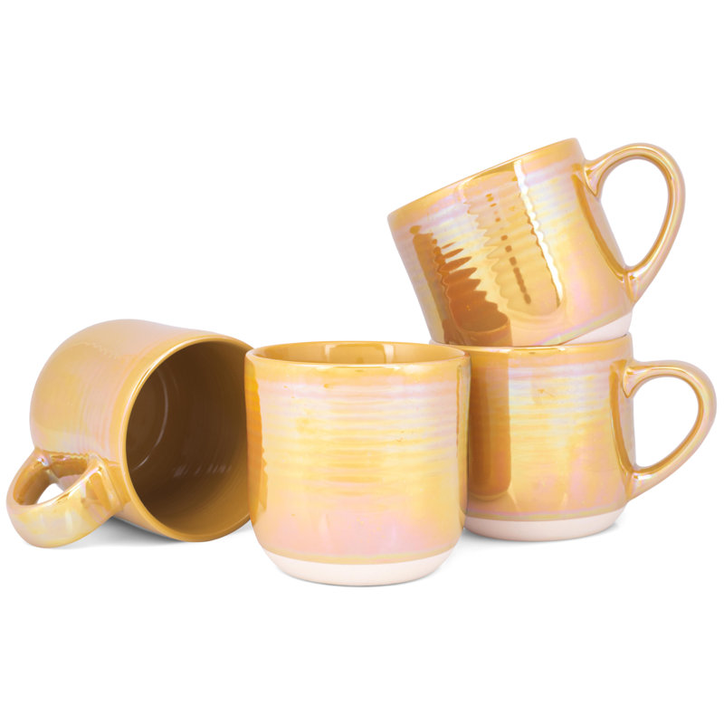 Paquet de 4 tasses dorées brillantes iridescentes 17 oz , Doré