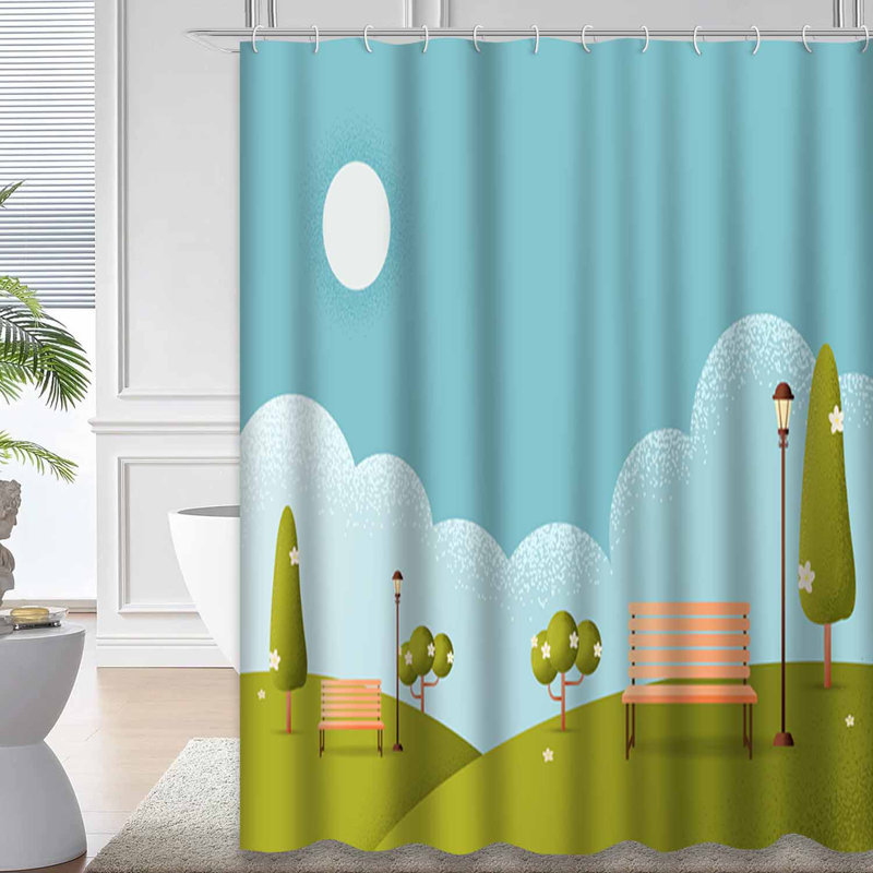 Rideau de douche avec 12 crochets Hello Park, L 72 po x l 72 po
