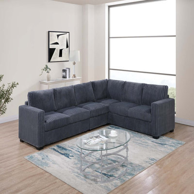 Ensemble de conversation modulaire 4 pièces gris avec accoudoirs en coin et accoudoirs