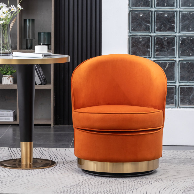 Siège en velours glamour - construction, siège pivotant moderne et confortable, Orange