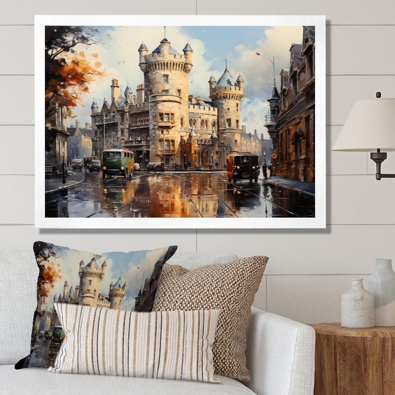 " Ireland Dublin Castle Extremely II ", White Single Picture Framed, 12" H x 20" W x 1" D