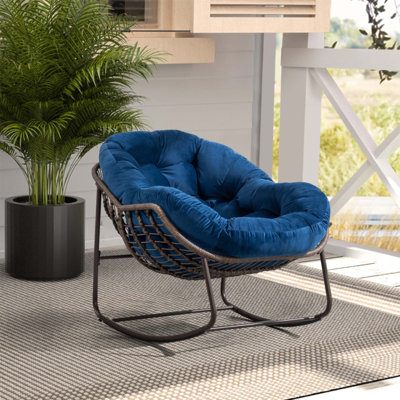 Durable Outdoor Rattan Rocking Chair with Padded Cushion, Oversized Design for Maximum Comfort and Style