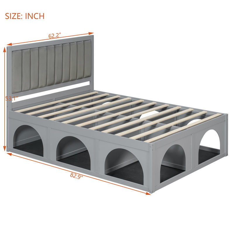 Structure de lit robuste Endicott, Gray, Queen