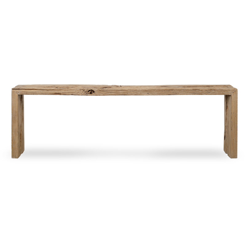 Weathered Wood Console Table with Storage and Intricate Detailing