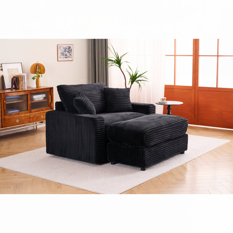 Chaise d'appoint moderne avec repose-pieds amovible, Noir