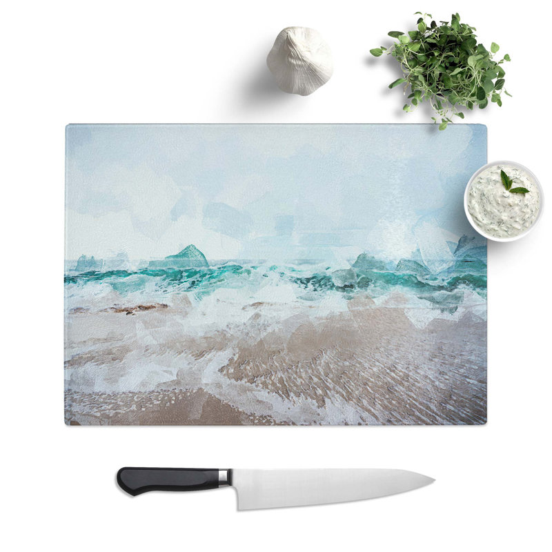 Tempered Glass Beach in Santa Cruz California Chopping Board, 28.5 cm W x 20 cm L